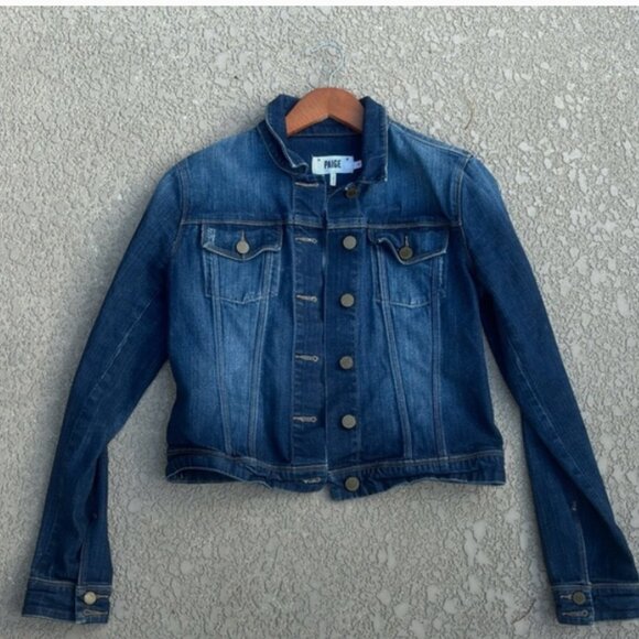 Paige Denim Jacket Dark Wash Size Medium - Picture 8 of 13